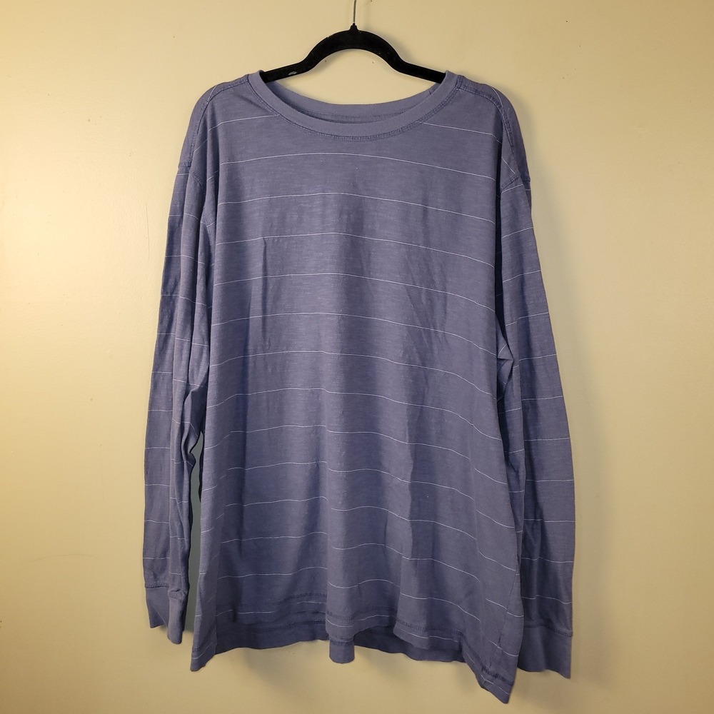 Falls Creek XXXL Blue Striped Long Sleeve T Shirt Mens Casual Cotton Tee‎ 3XL